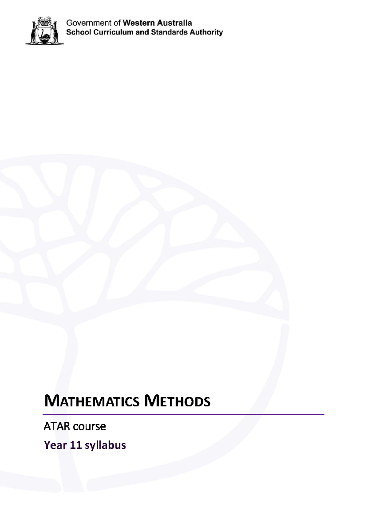 Mathematics Methods ATAR Year 11 Syllabus (Effective Jan 2025) - Studocu