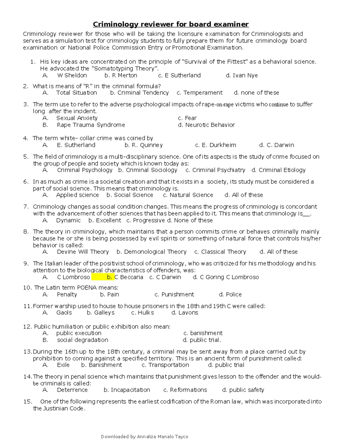 Law Enforcement Administration Rev. Questions - PNP Exam Prep - Studocu