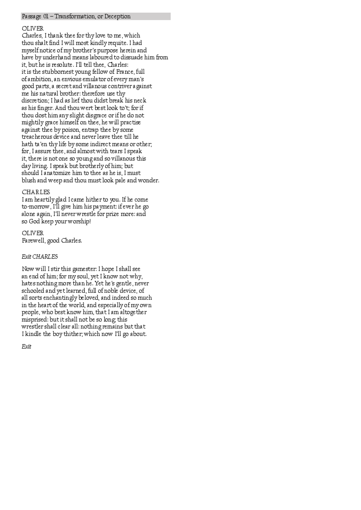 As You Like It - ENG 201 Extra Exam Passages: Themes & Concepts - Studocu