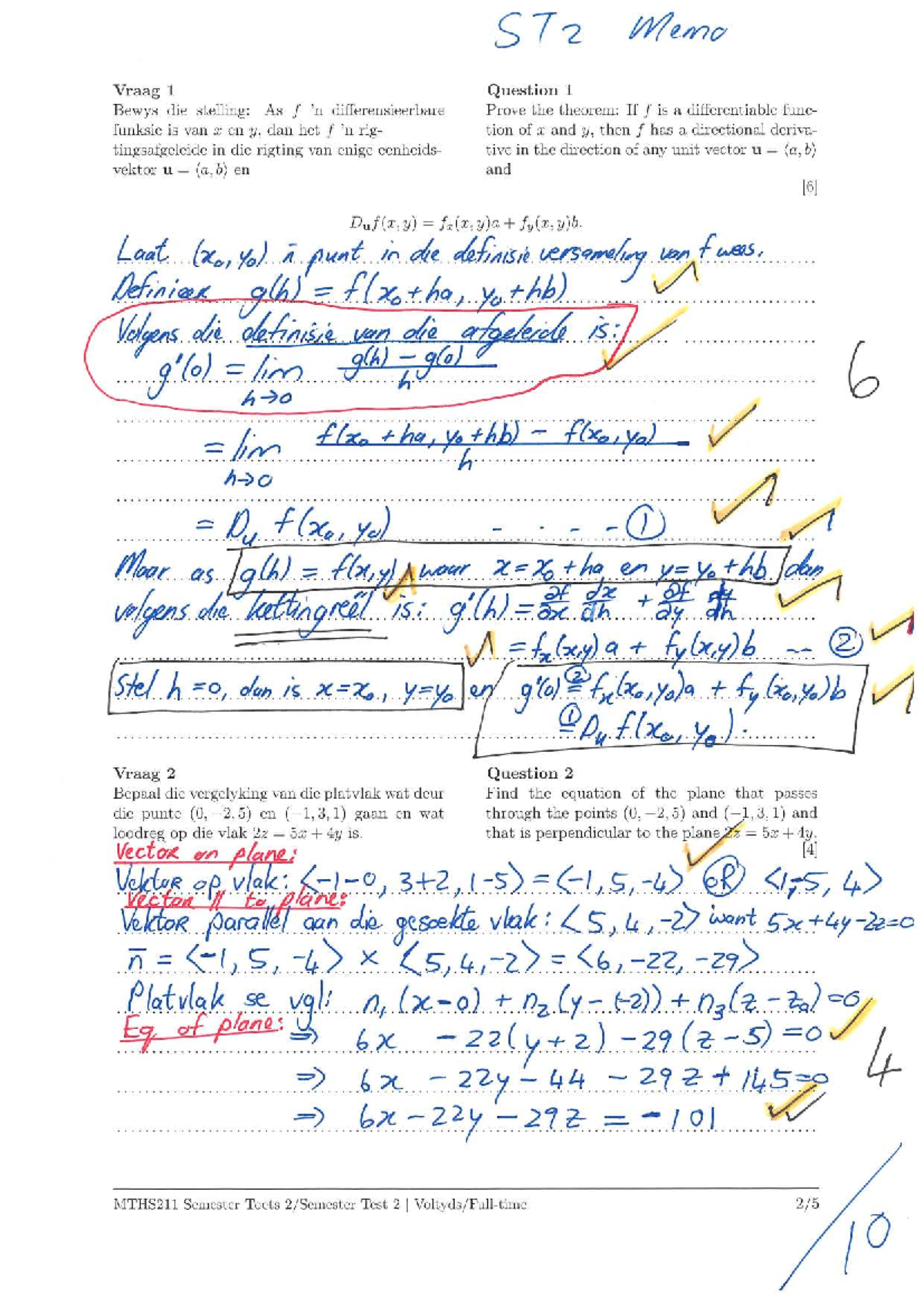 ST2 Memo 2023 MTHS211 Semester Test 2 Solutions - Studocu