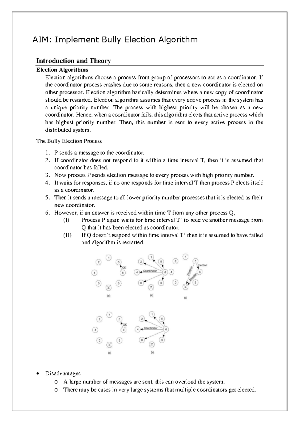 Lab 4: Bully Election Algorithm in Distributed Systems Implementation ...
