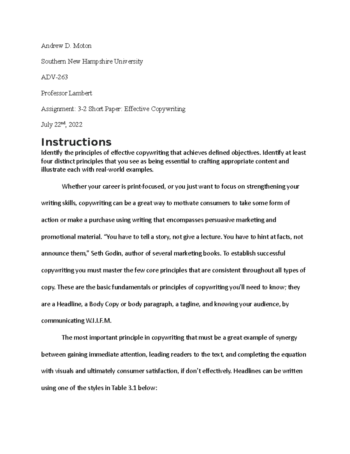 ADV 3-2 Short Paper: Principles of Effective Copywriting Explained ...