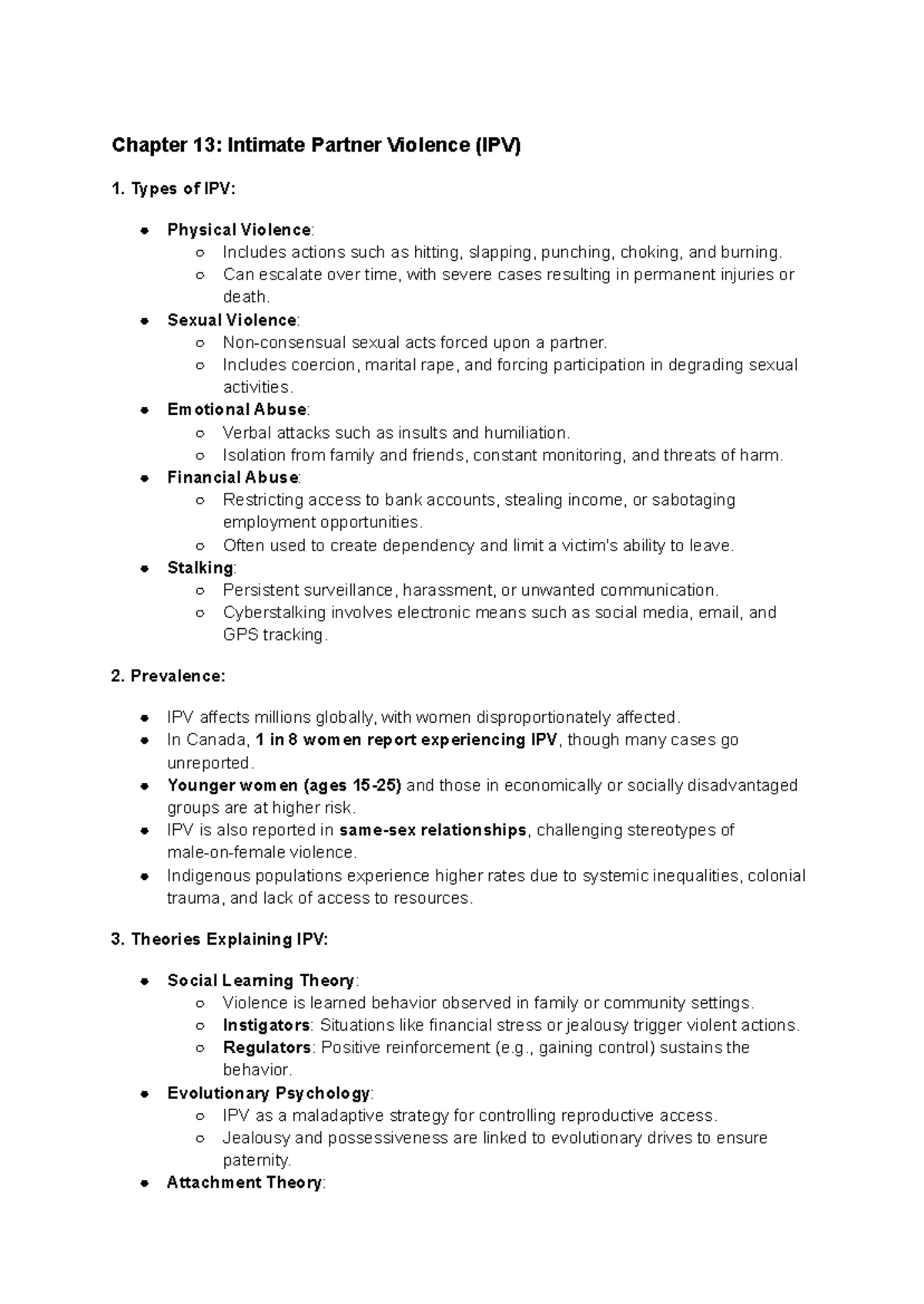 PSYC39 Final Exam Comprehensive Notes on Intimate Partner Violence and ...