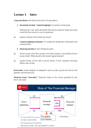FINC2011: Comprehensive Summary Notes on Finance Concepts and ...