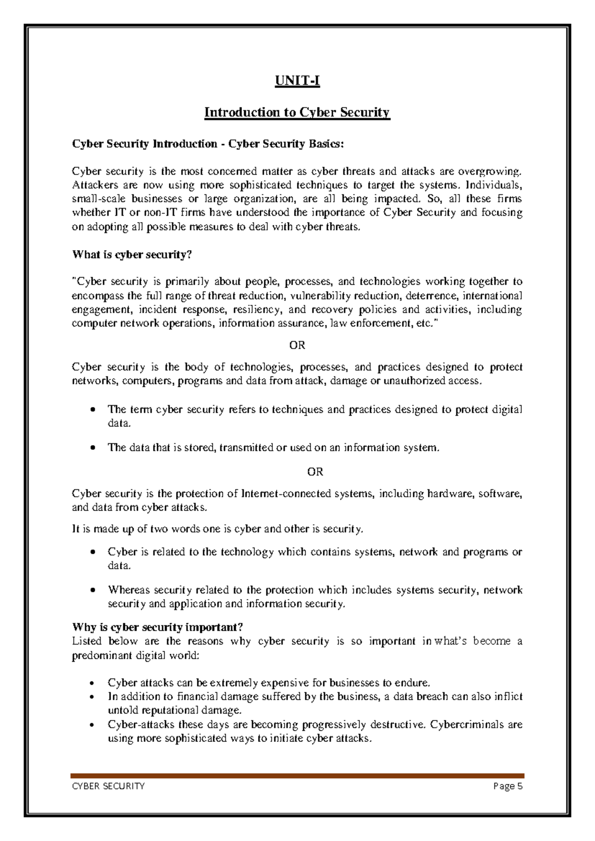 Computer Security Notes 2024: Fundamentals and Key Concepts - Studocu