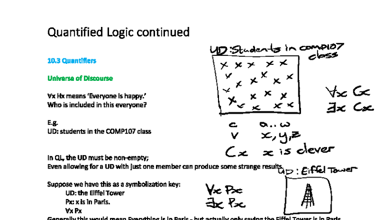 COMP107 - Quantified Logic Notes and Examples - Studocu