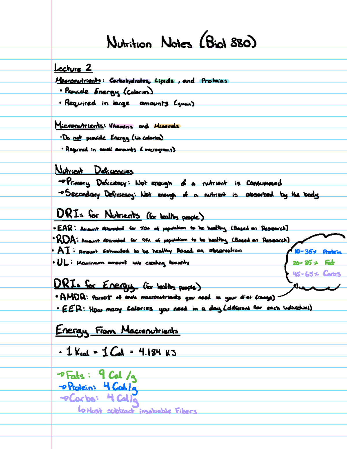 Biol380 notes part1 - Nutrition Notes Biol 380 Lecture 2 Macronutrients ...