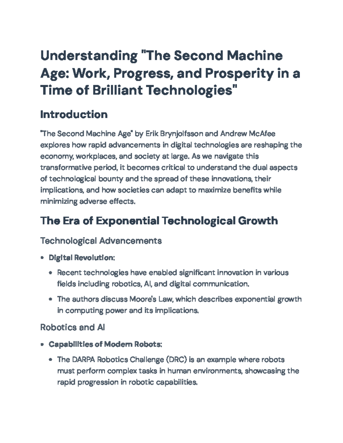 Final Exam Notes on 'The Second Machine Age' - Course Code ...