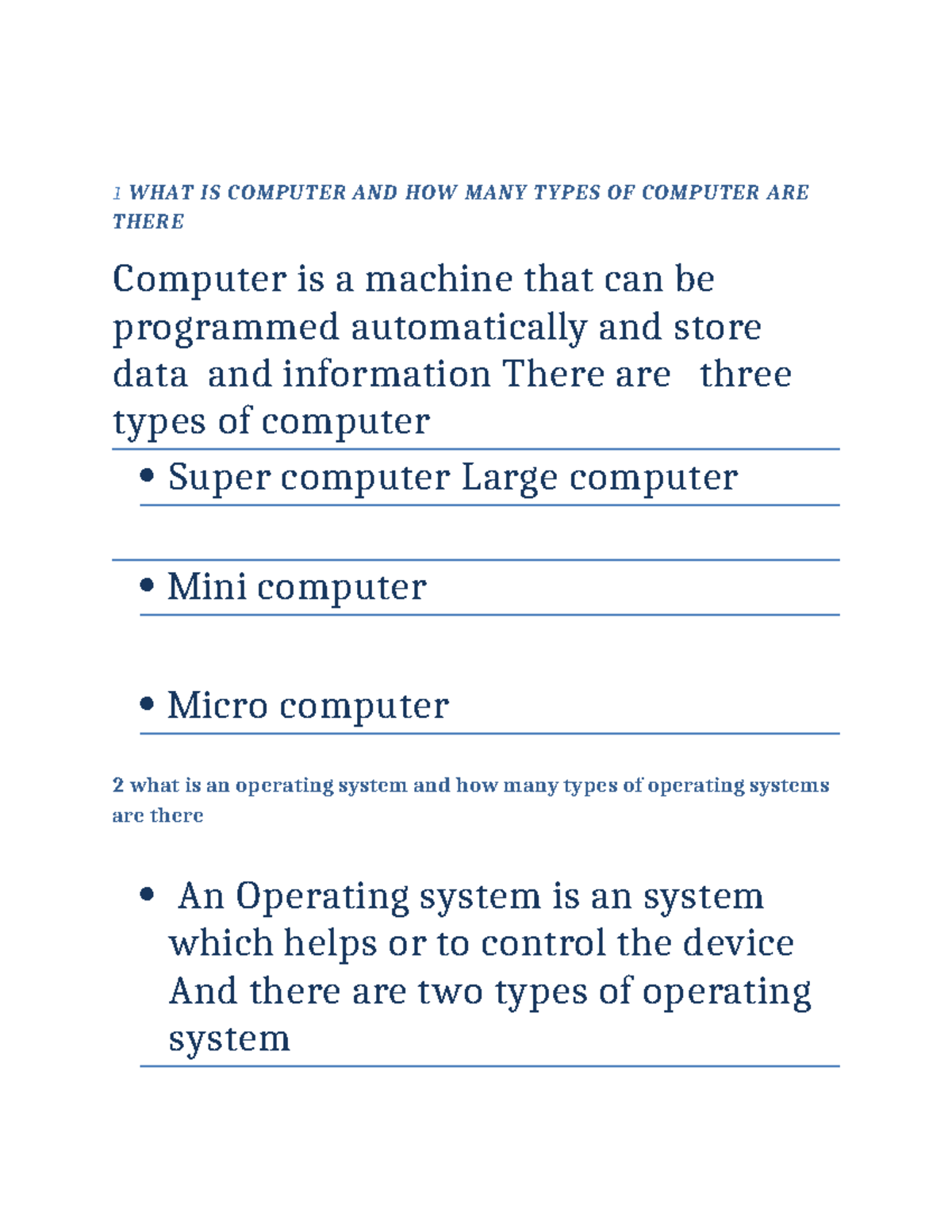 1 WHAT IS Computer AND HOW MANY Types OF Computer ARE There - 1 WHAT IS ...