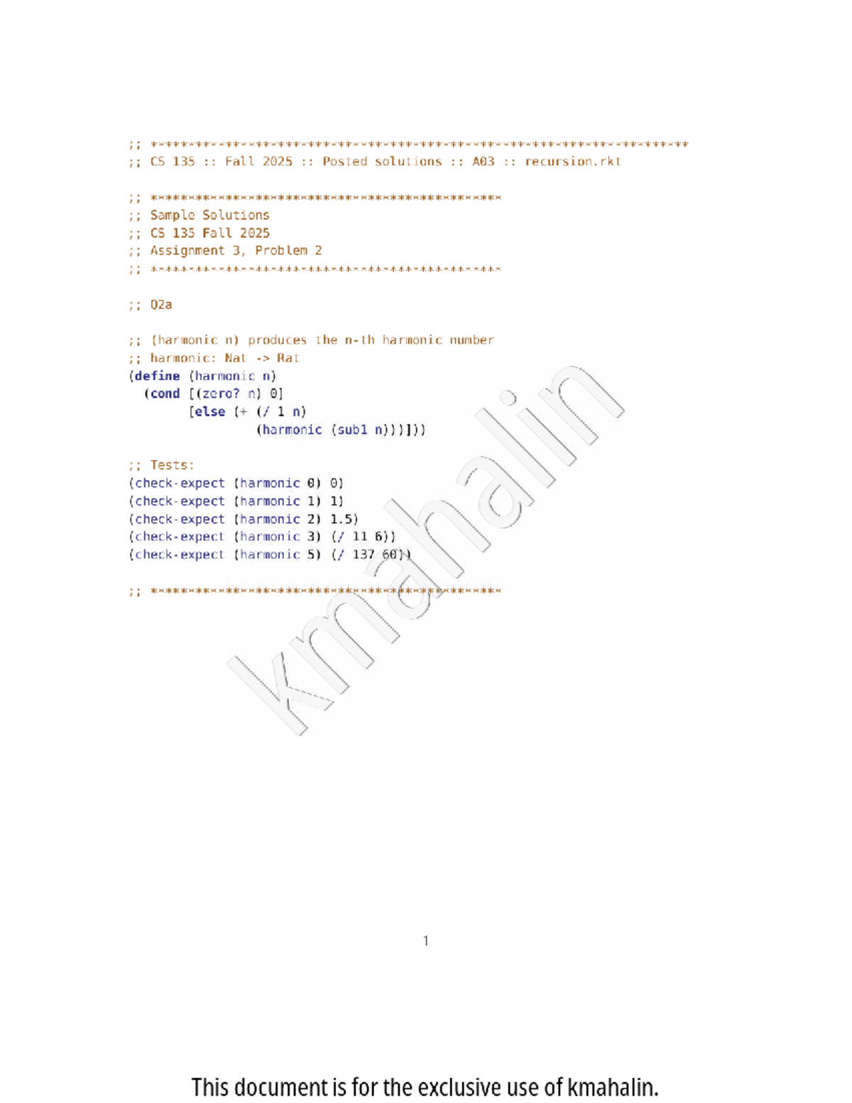 CS 135 :: Fall 2025 :: A03 :: Sample Solutions for Recursion and ...