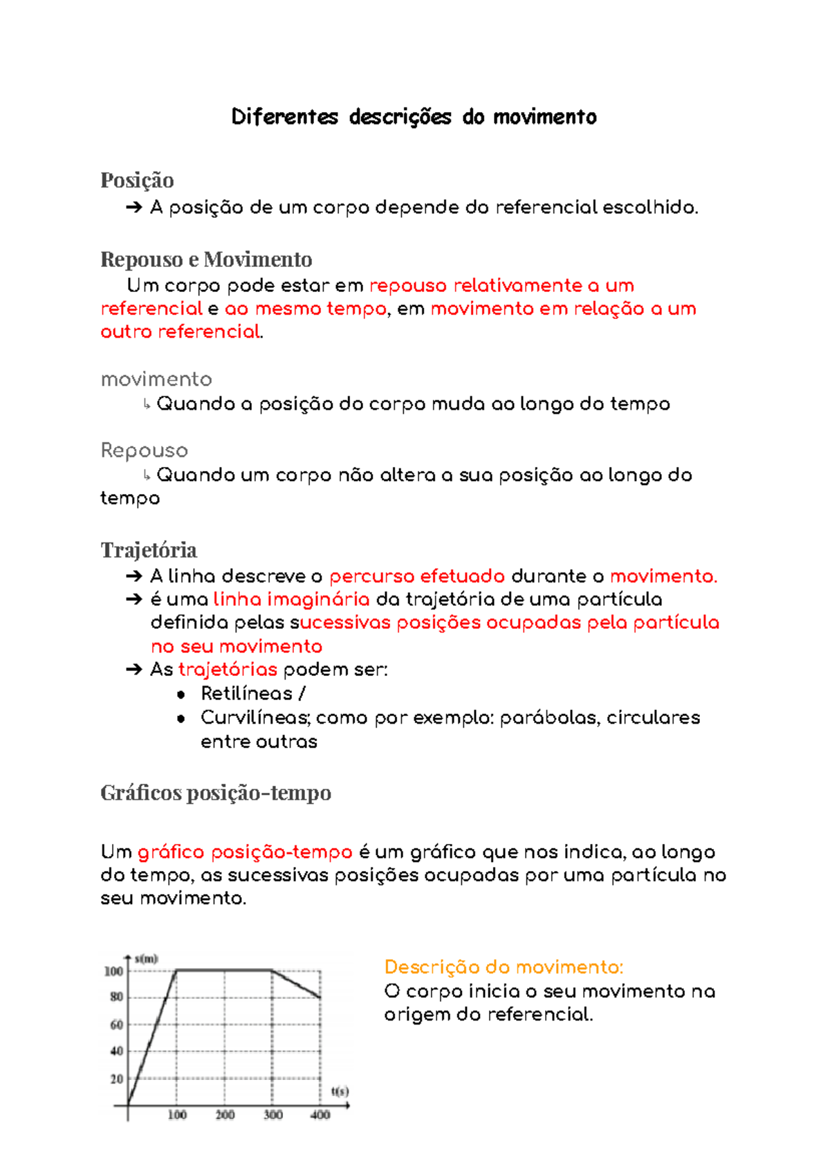 Diferentes descrições do movimento - Diferentes descrições do movimento ...