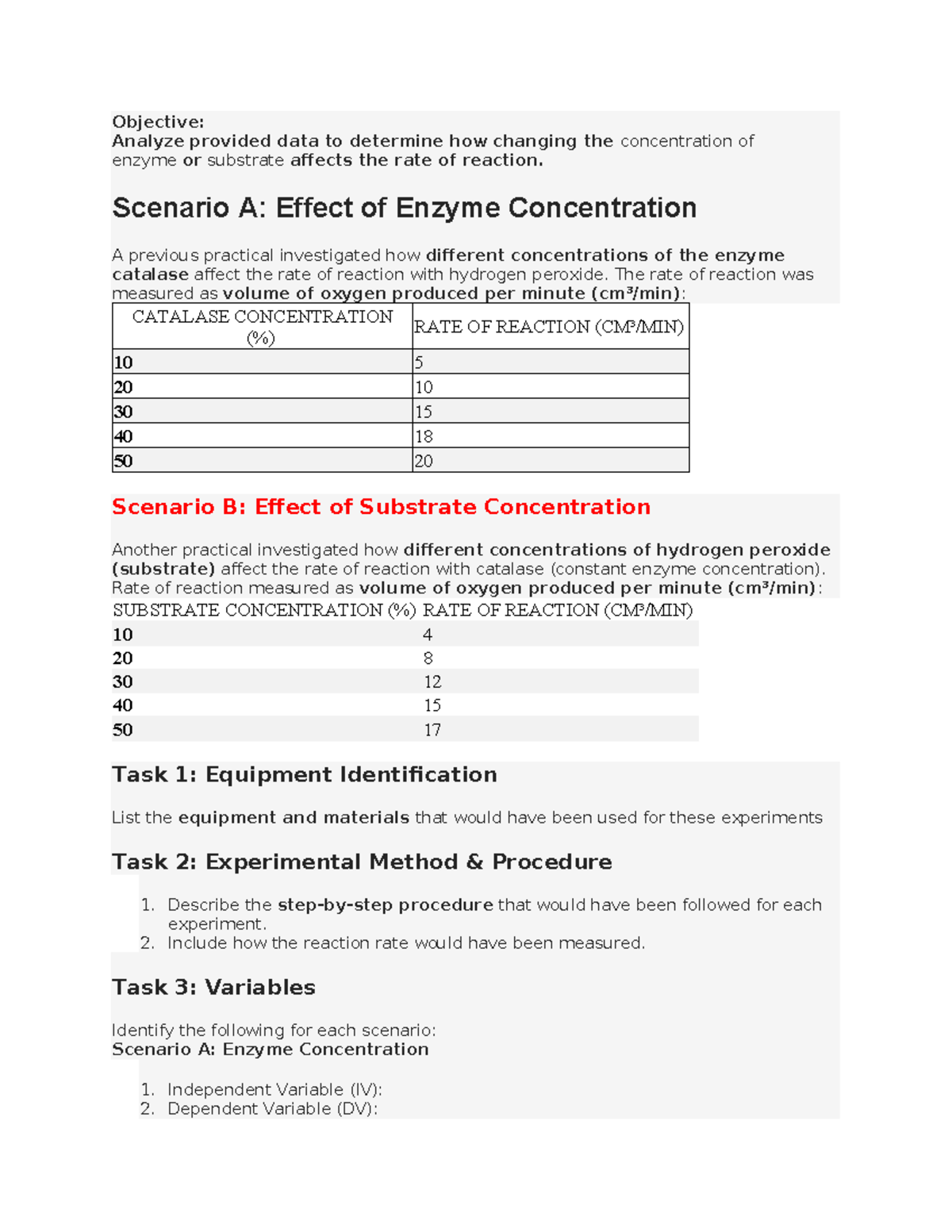 Effect of Enzyme & Substrate Concentration on Enzyme Activity (BIO101 ...