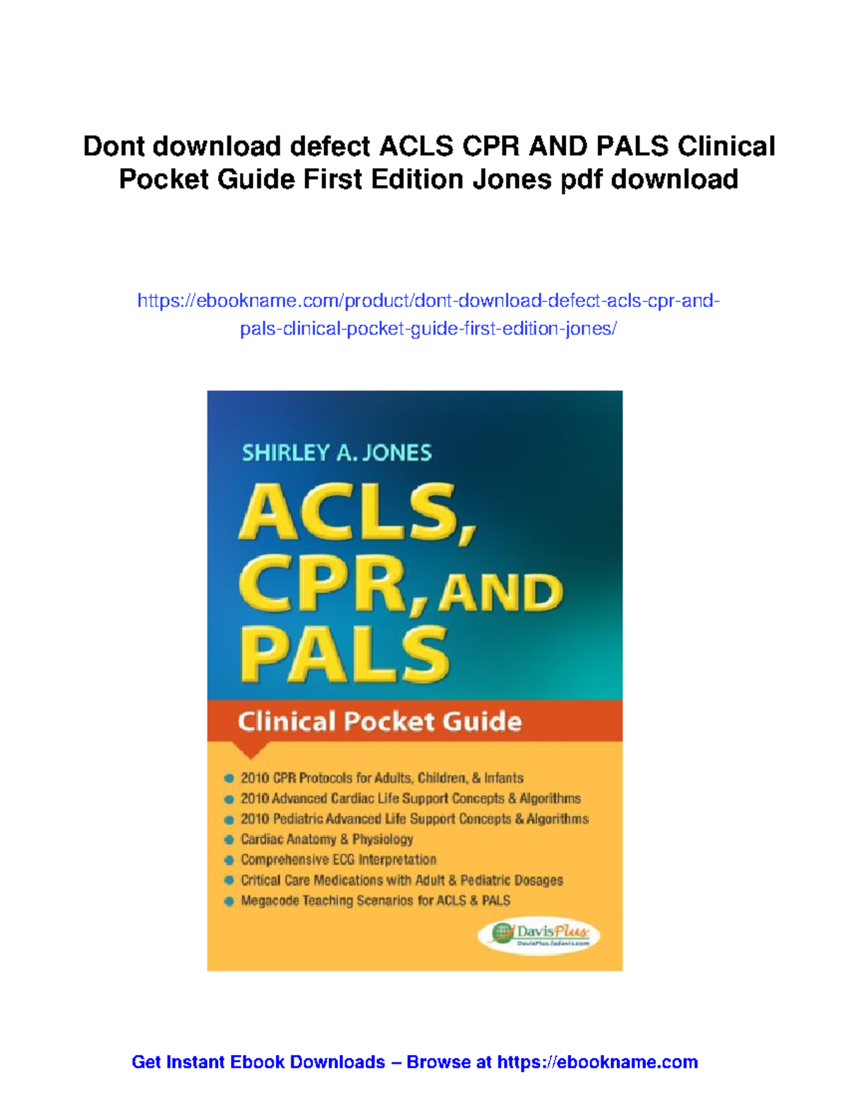 ACLS, CPR, and PALS Clinical Pocket Guide 1st Edition by Shirley Jones ...