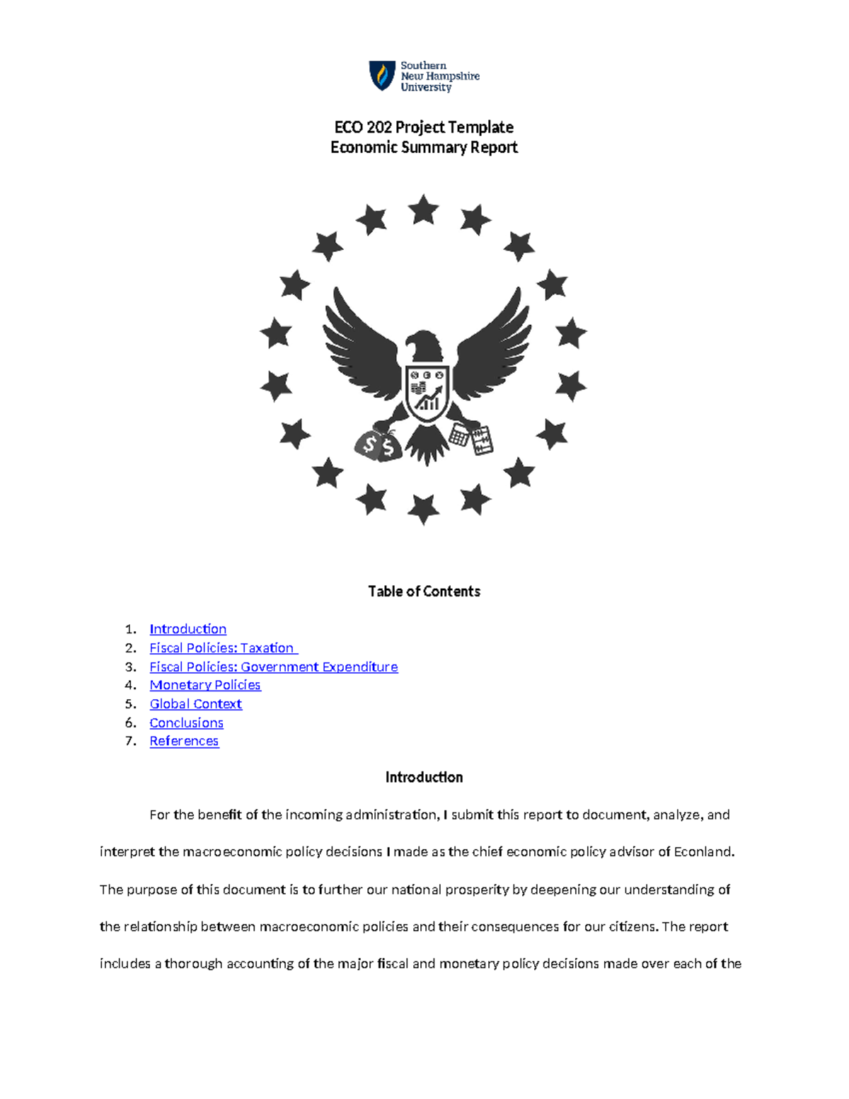 ECO 202 Final Project: Economic Summary Report & Policy Analysis - Studocu