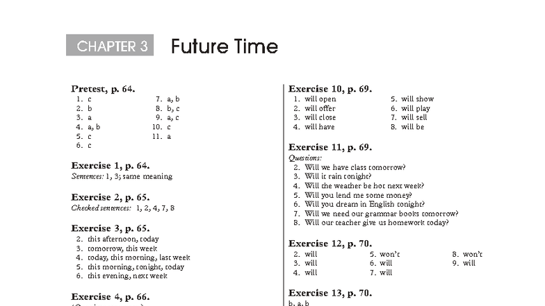 Ch 3 Answer Key - Future Time in English Grammar (Azar-2) - Studocu