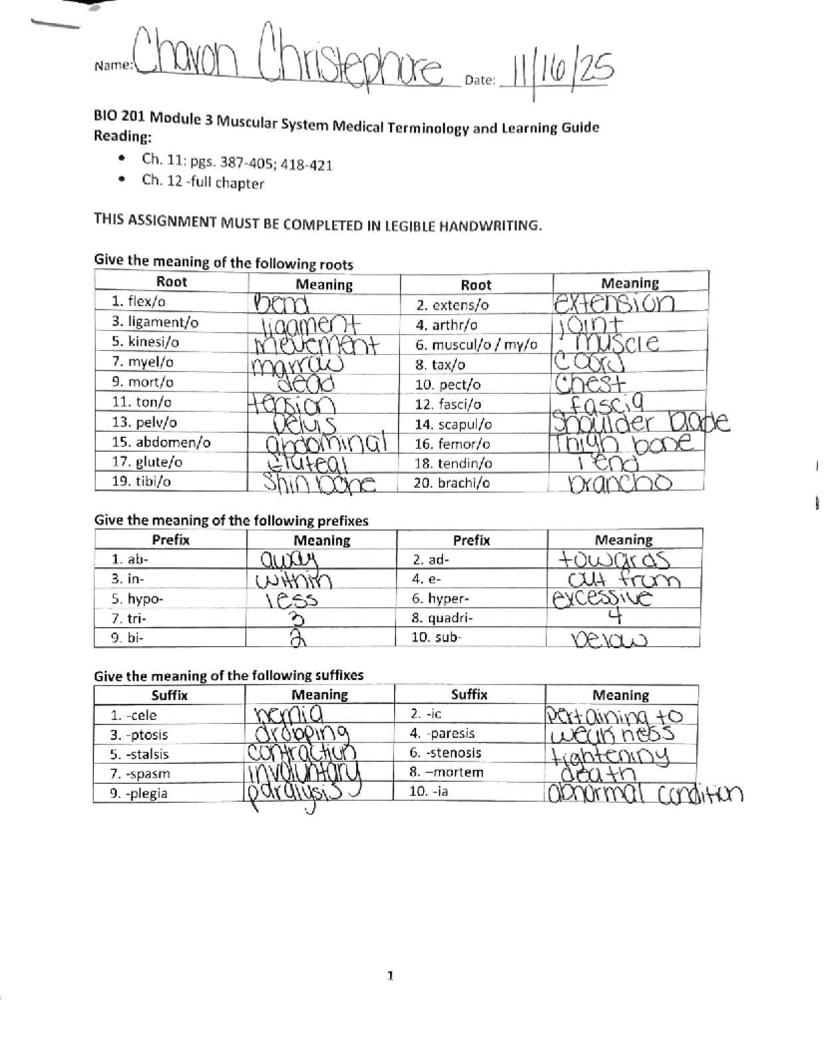 BIO 201 Module 3 Learning Guide: Muscular System Terminology - Studocu