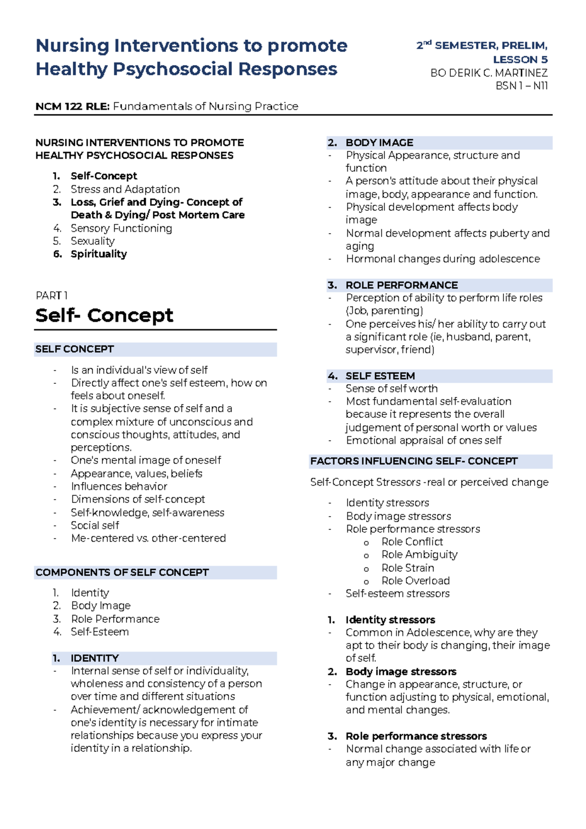 L5 - Nursing Interventions for Healthy Psychosocial Responses in NCM ...