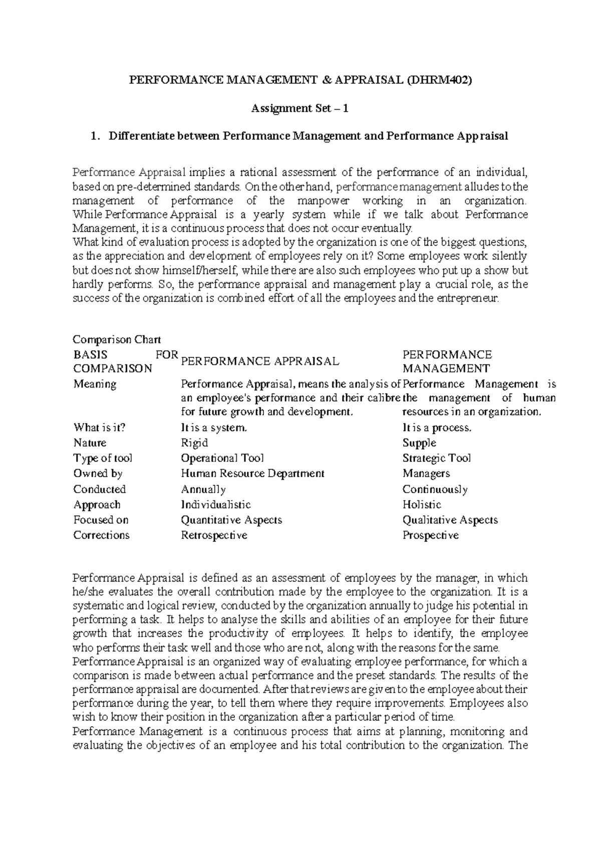 DHRM402 - Performance Management & Appraisal: Key Concepts and Insights ...