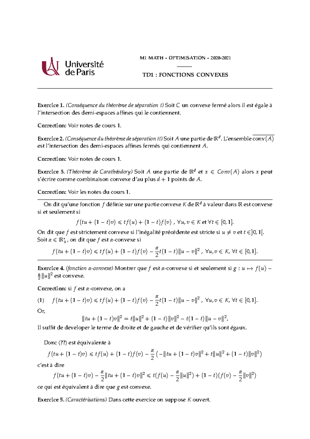 TD1 (corrige) - correction TD1 cours d'optimisation M1 math FONCTIONS ...