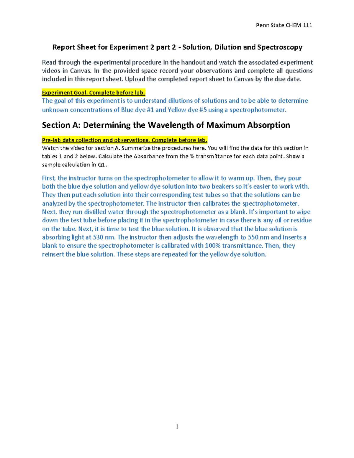 Experiment 2 part 2 Report Sheet Emma Rosko - Report Sheet for ...