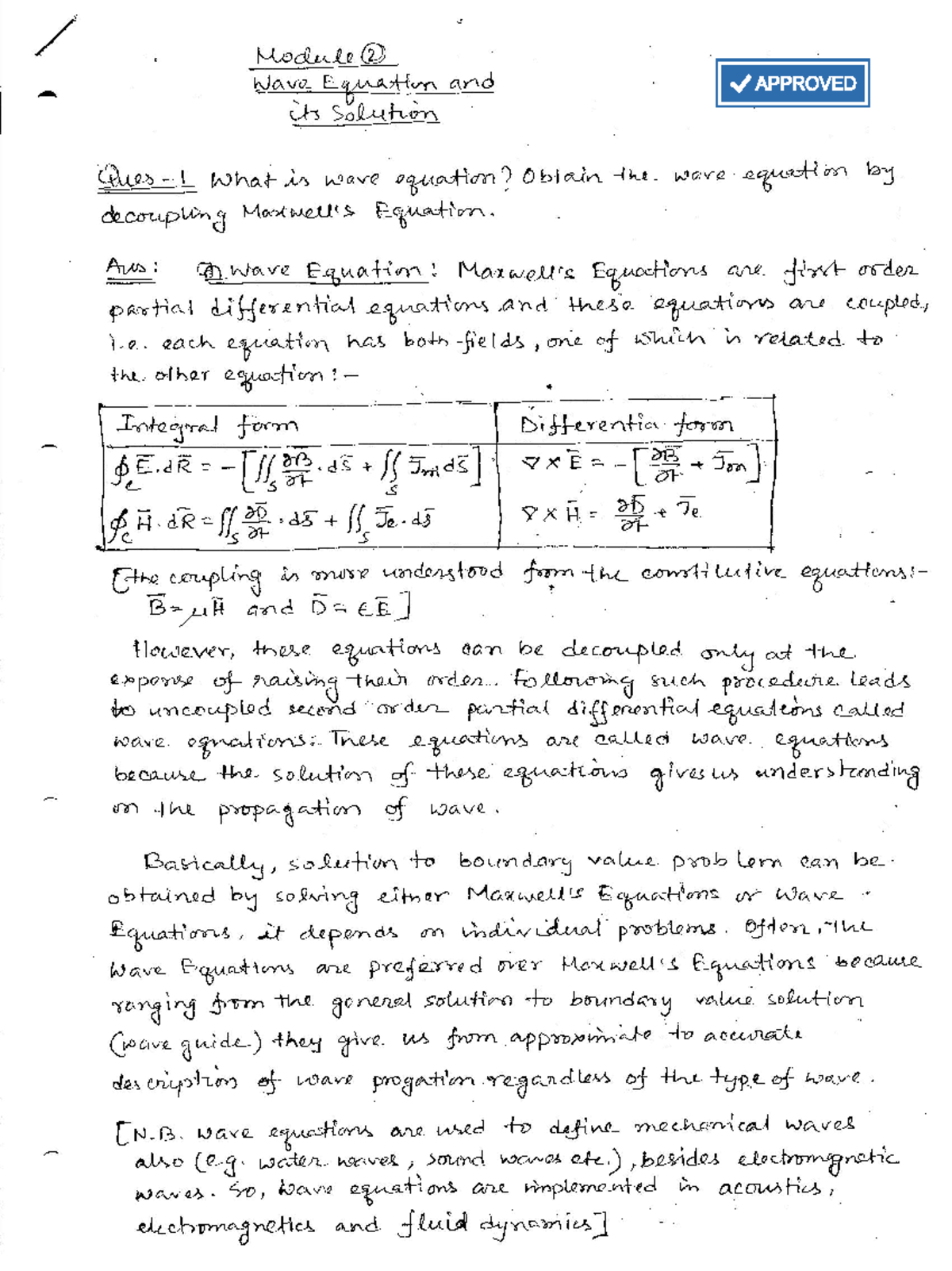 Module 2: Wave Equation and Its Solutions - Study Notes - Studocu