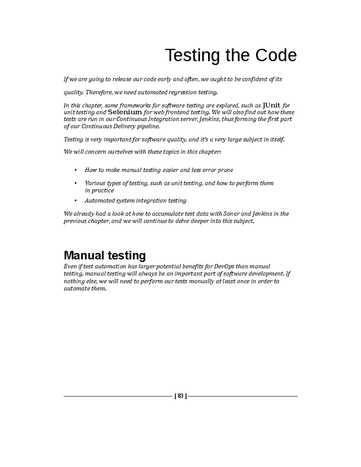 Devops unit 5 - sdsf - Testing the Code If we are going to release our ...