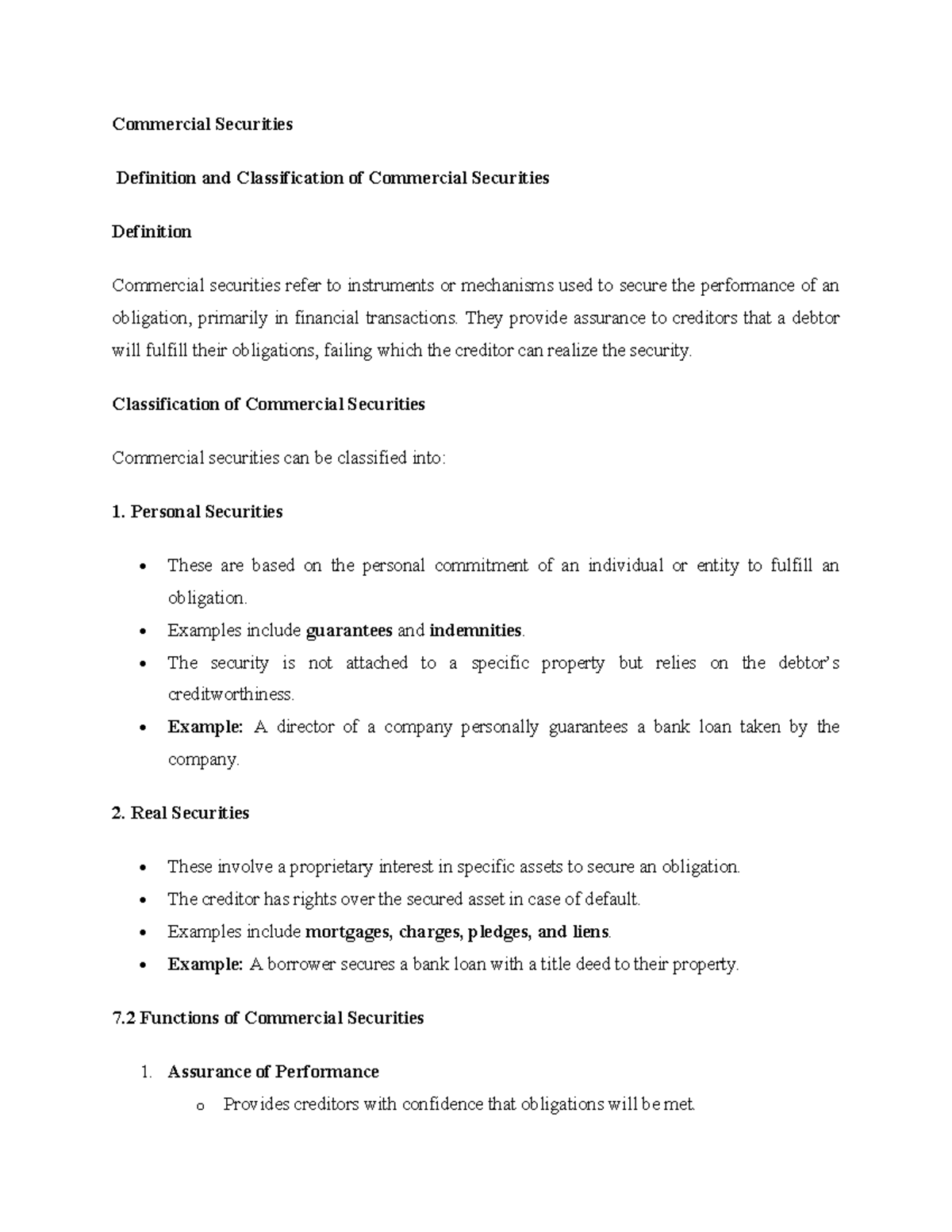 Commercial Securities: Definition, Classification, and Legal Frameworks ...