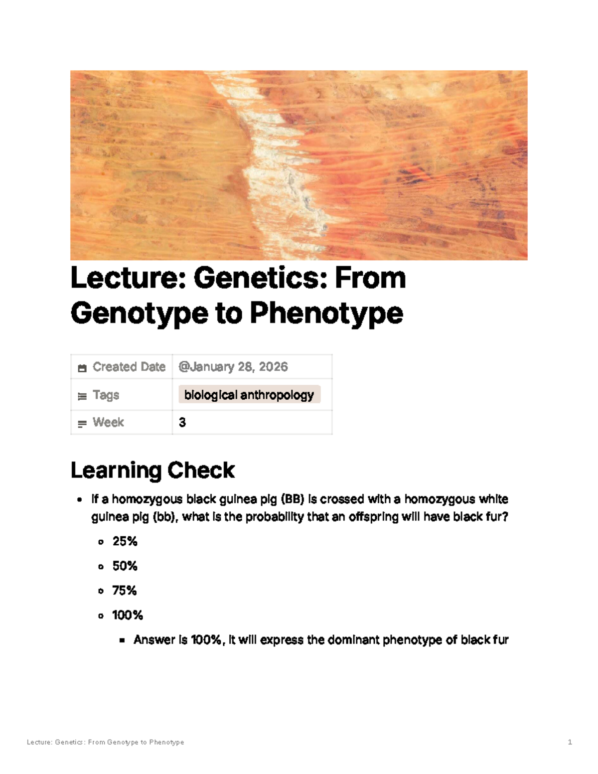 Lecture: Genetics (BIO 101) - From Genotype to Phenotype Insights - Studocu