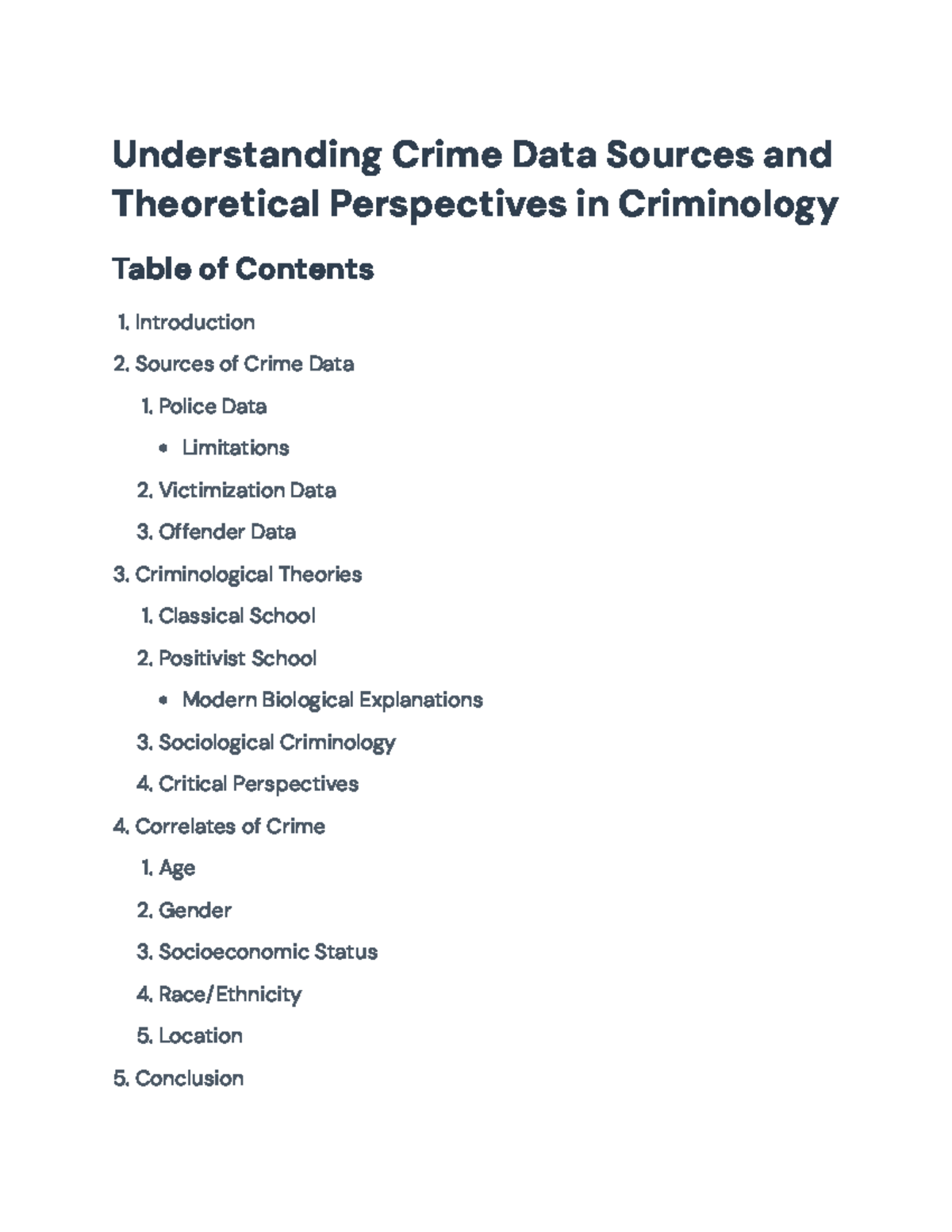 CRIM 101: Understanding Crime Data Sources & Theoretical Perspectives ...