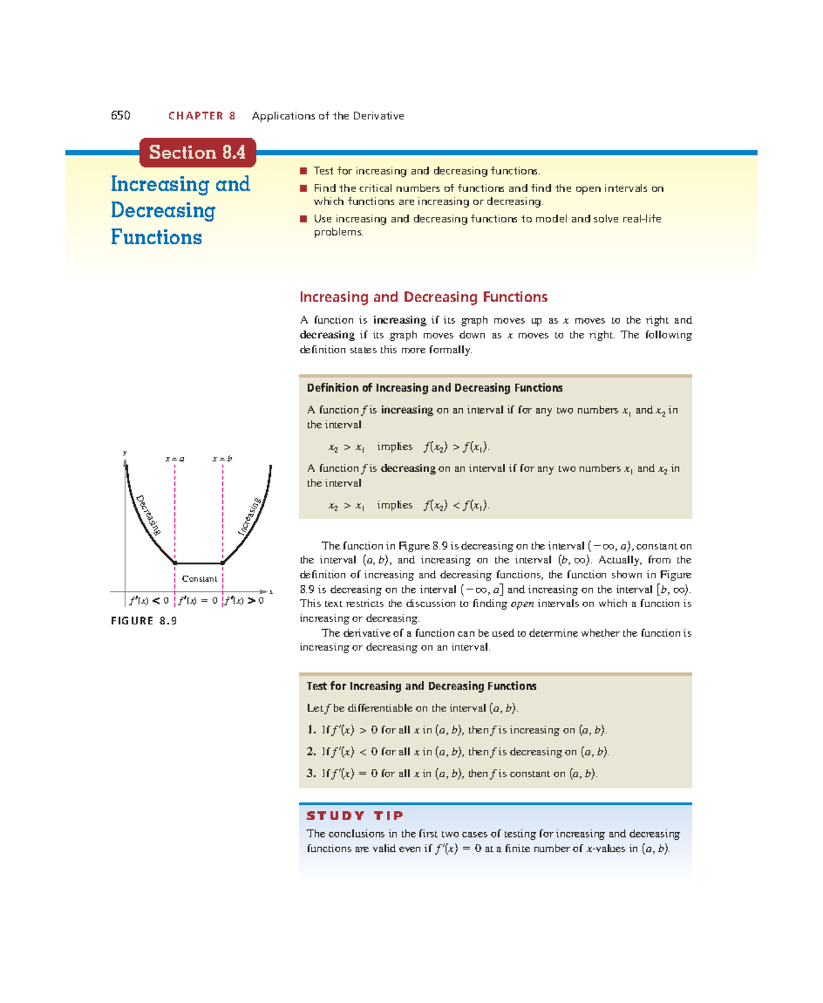 Math ch8-3 - math work - Section 8. Increasing and Decreasing Functions ...
