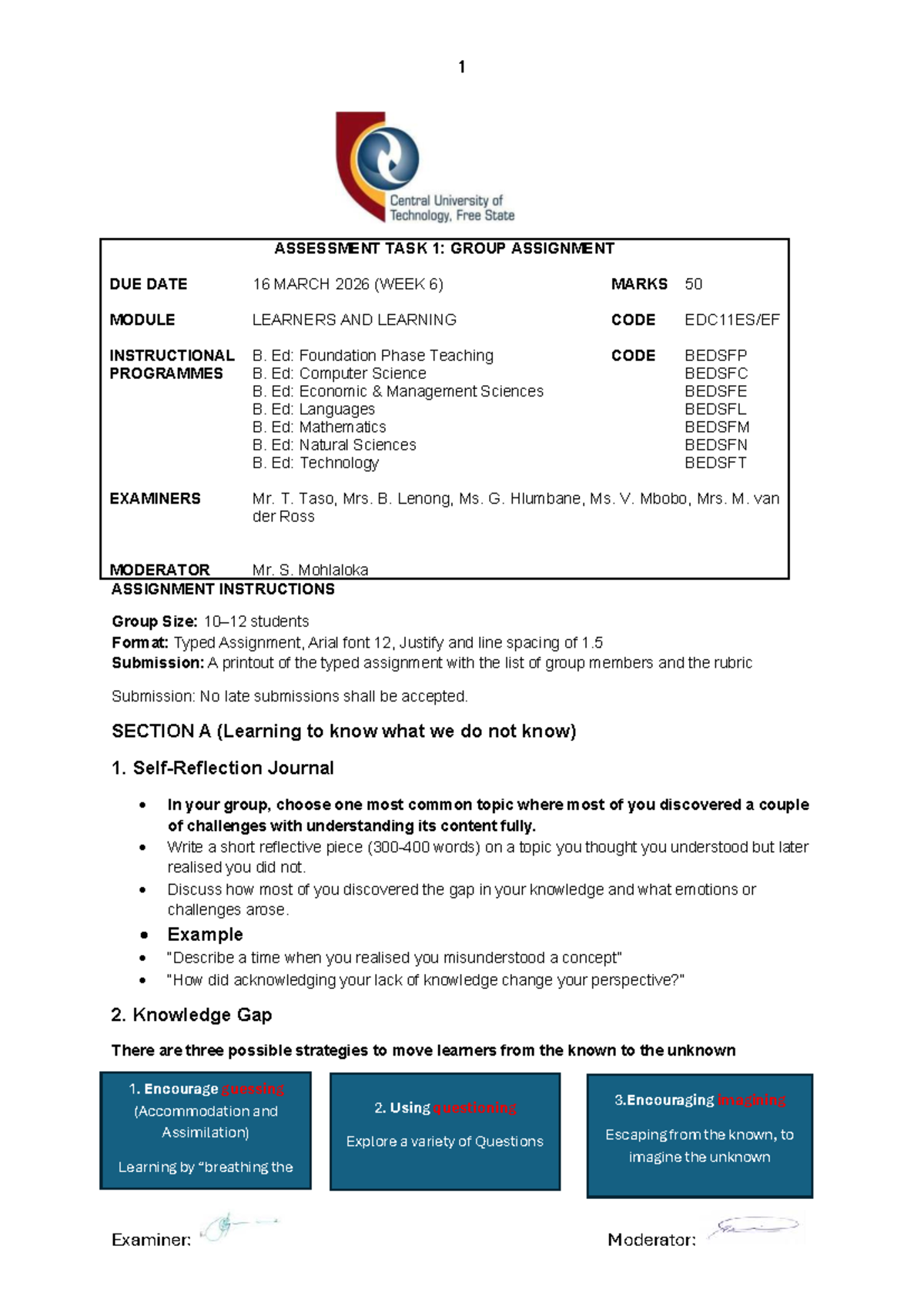 EDC11ES EF 2026 Group Assignment: Learning Gaps & Reflections - Studocu