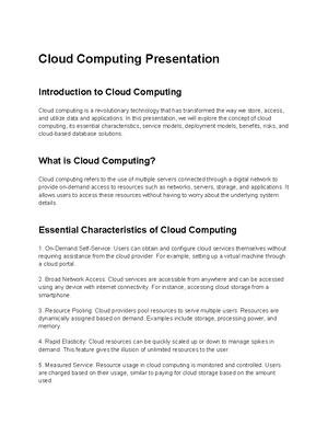 Resources, Lesson Plan, Worksheet for cloud computing - Understanding ...