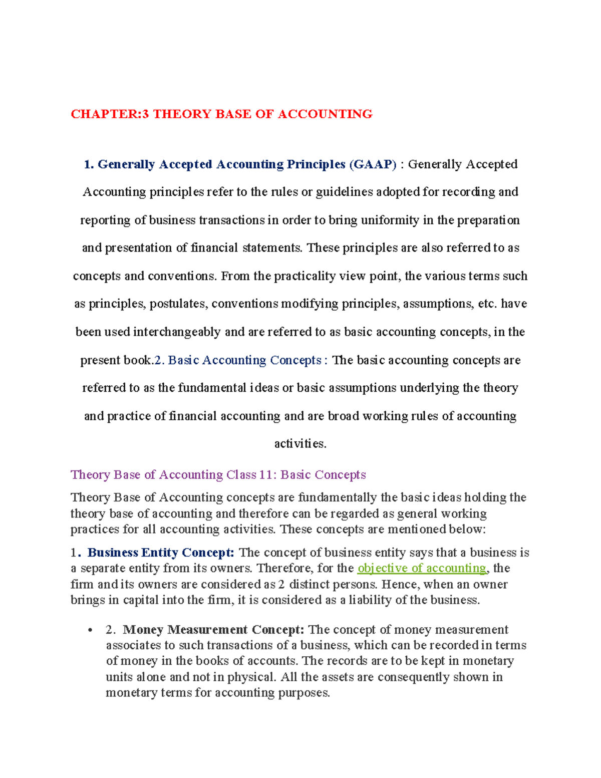 CHAPTER 3: Theory Base of Accounting - GAAP & Basic Concepts - Studocu