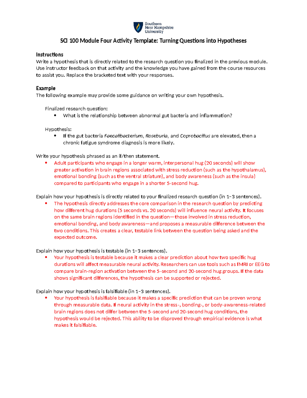 SCI 100 Module Four Activity: Crafting Testable Hypotheses - Studocu