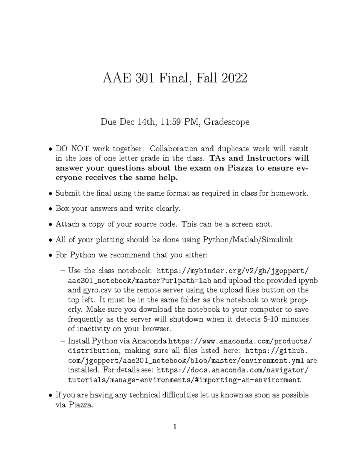 AAE 301 Final Exam Assignment - Fall 2022 Details and Guidelines - Studocu