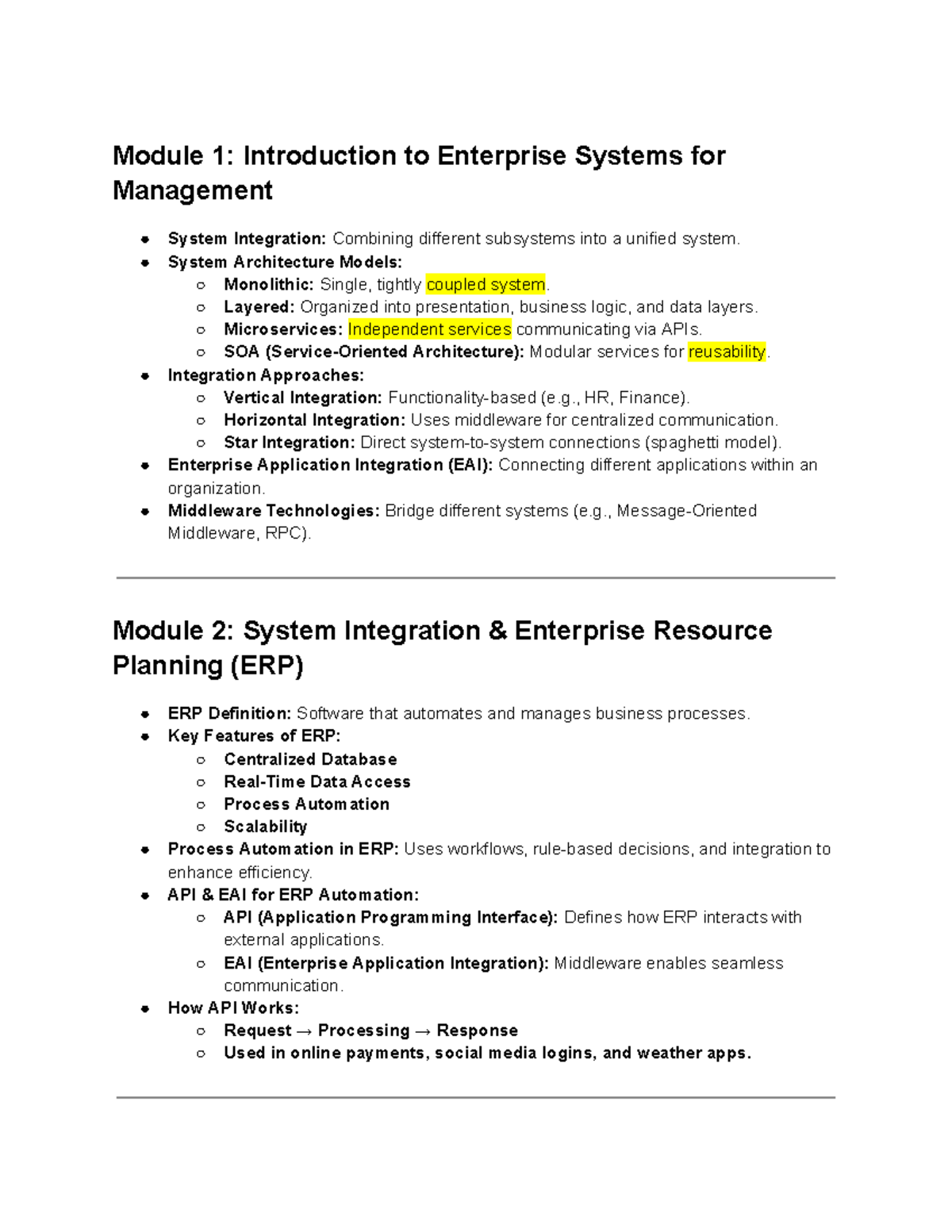Module 1: Intro to Enterprise Systems & Integration Approaches (MGT101 ...