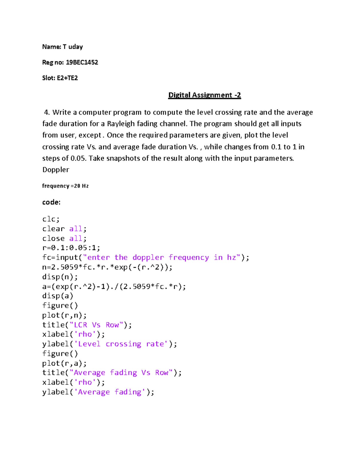 WMC DA2 - assignment for 3,4,5 module - Name: T uday Reg no: 19BEC Slot ...