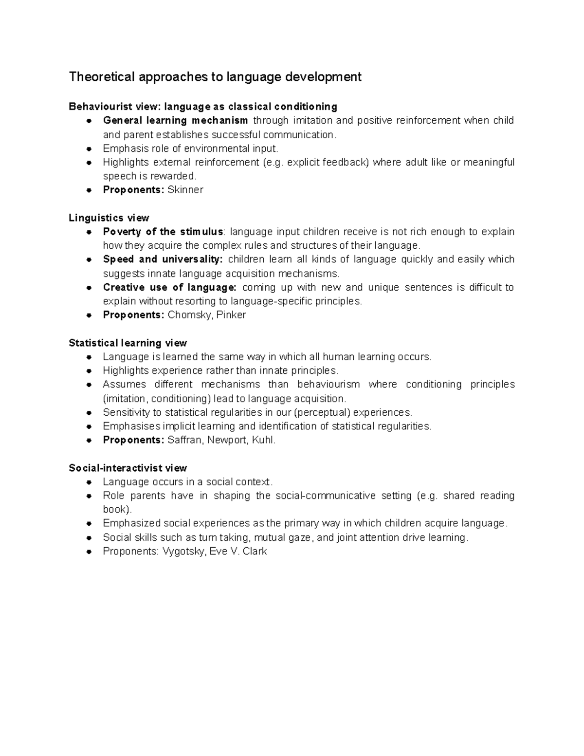 Theoretical Approaches to Language Development: A Comprehensive ...