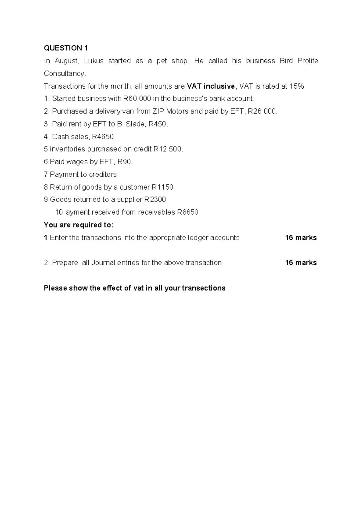 VAT Homework Questions: T-Accounts & Journals (B5EEC2962CE2B46B517208 ...
