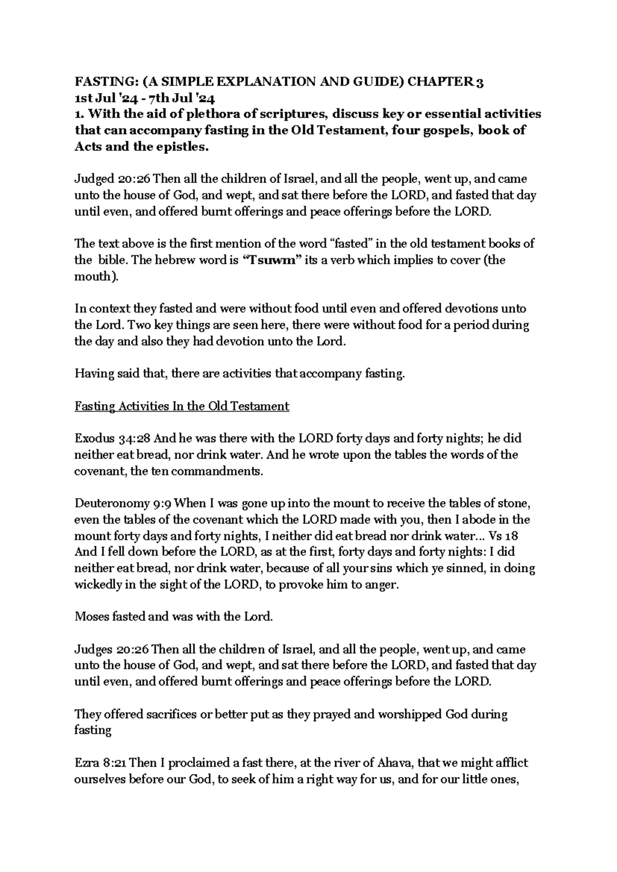 Fasting Activities in the Bible: A Study Guide (CHAPTER 3) - Studocu