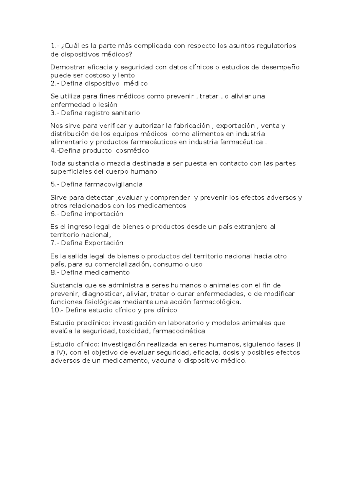 Prueba de Entrada: Asuntos Regulatorios de Dispositivos Médicos - Document Preview