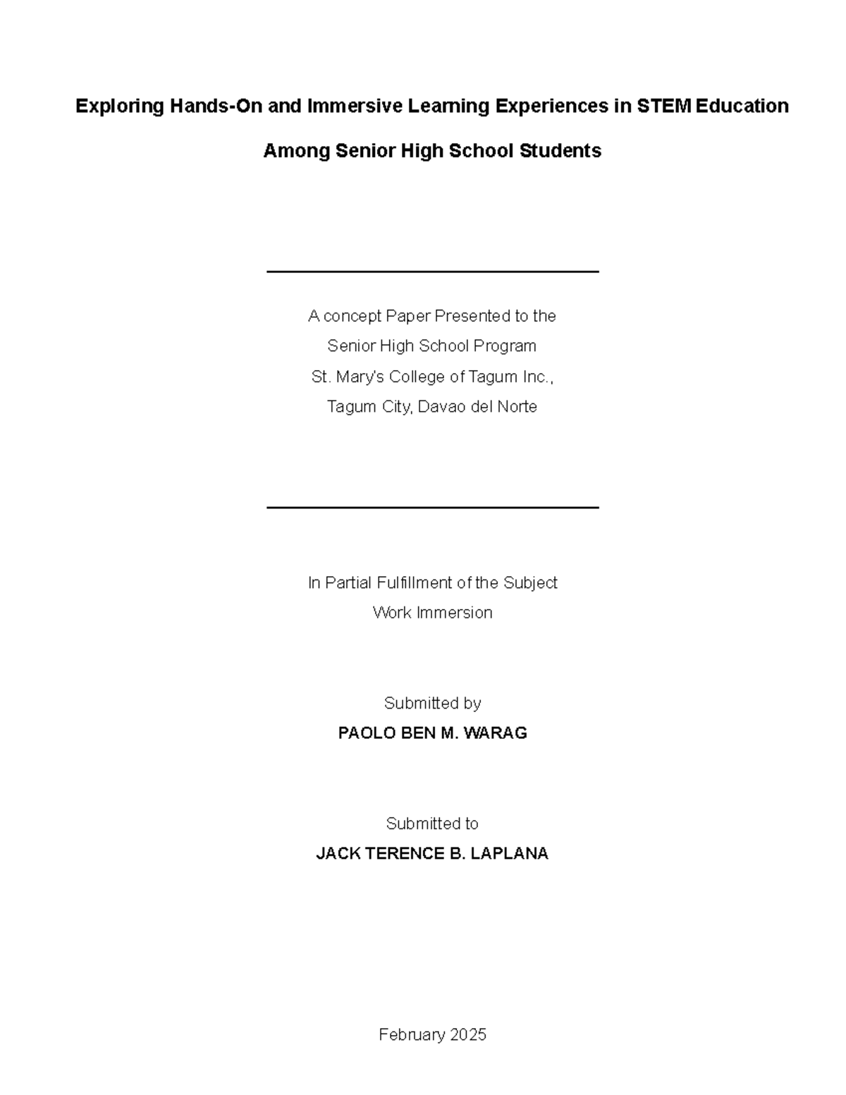 Exploring Immersive Learning in STEM Education: A Concept Paper for WIM ...
