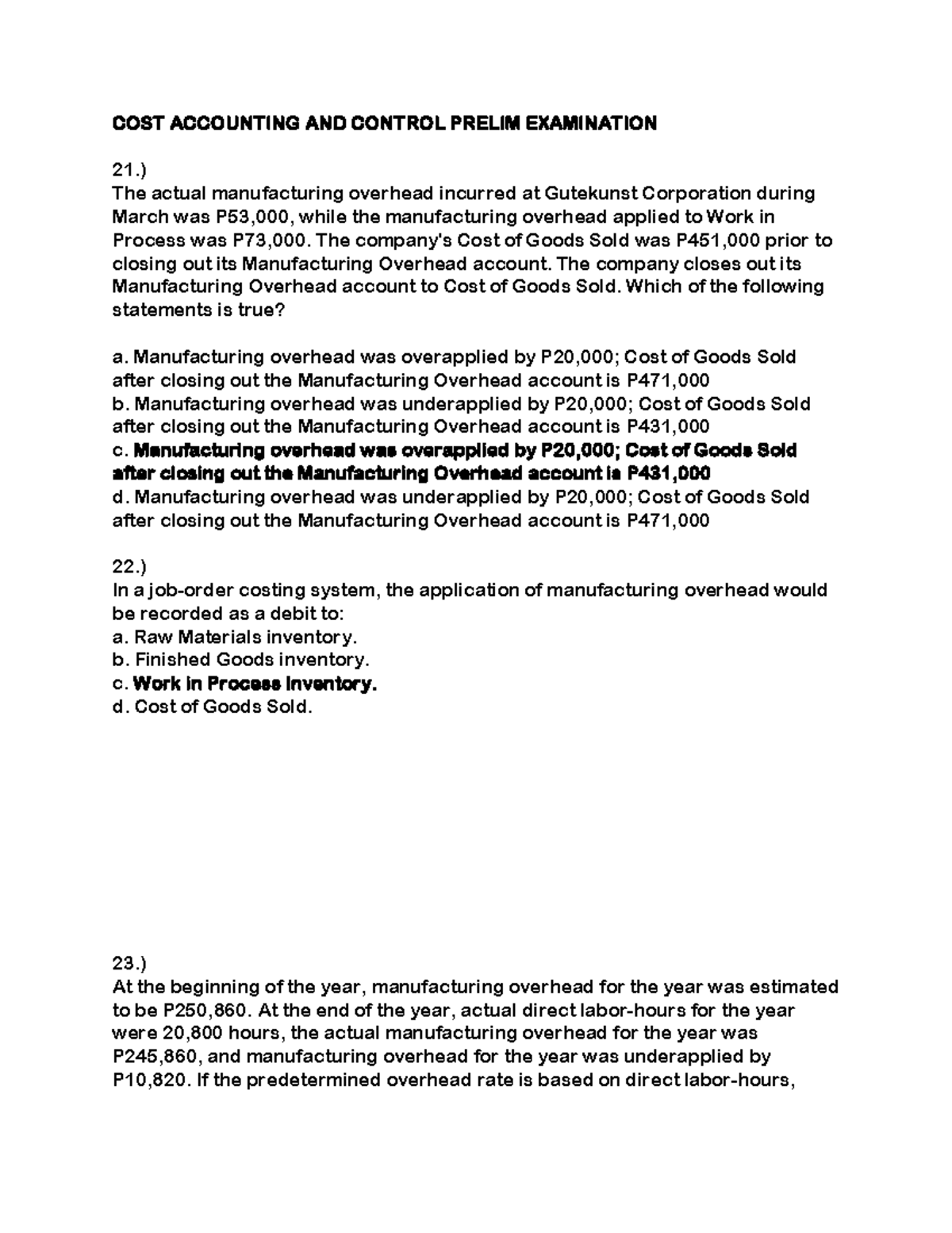 Work in Process inventory - COST ACCOUNTING AND CONTROL PRELIM ...