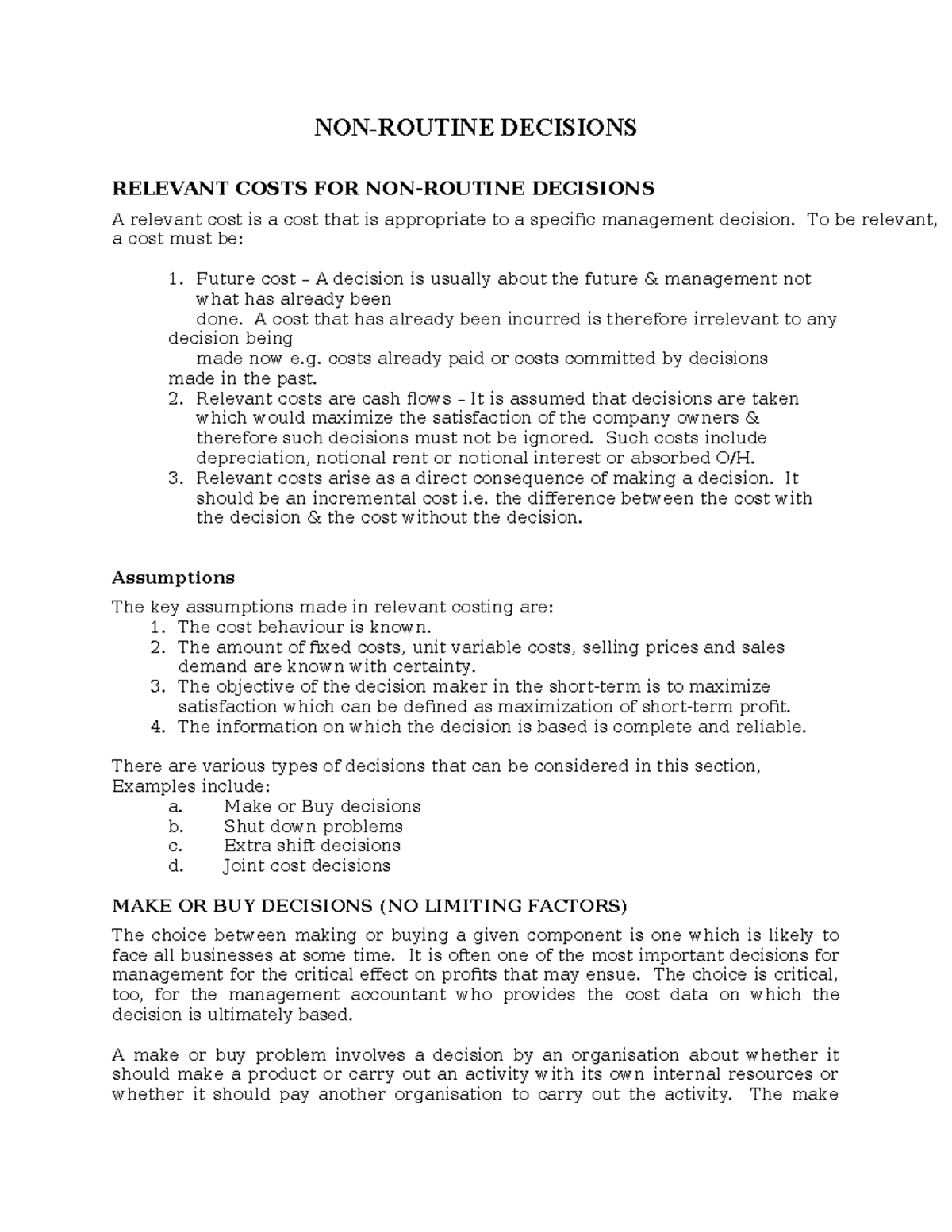 Lesson Three: Non-Routine Decision Making (Course Code: DEC) - Studocu