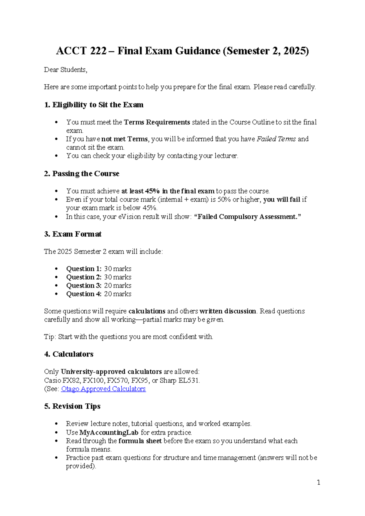 ACCT 222 Final Exam Prep Guide (Semester 2, 2025) - Studocu