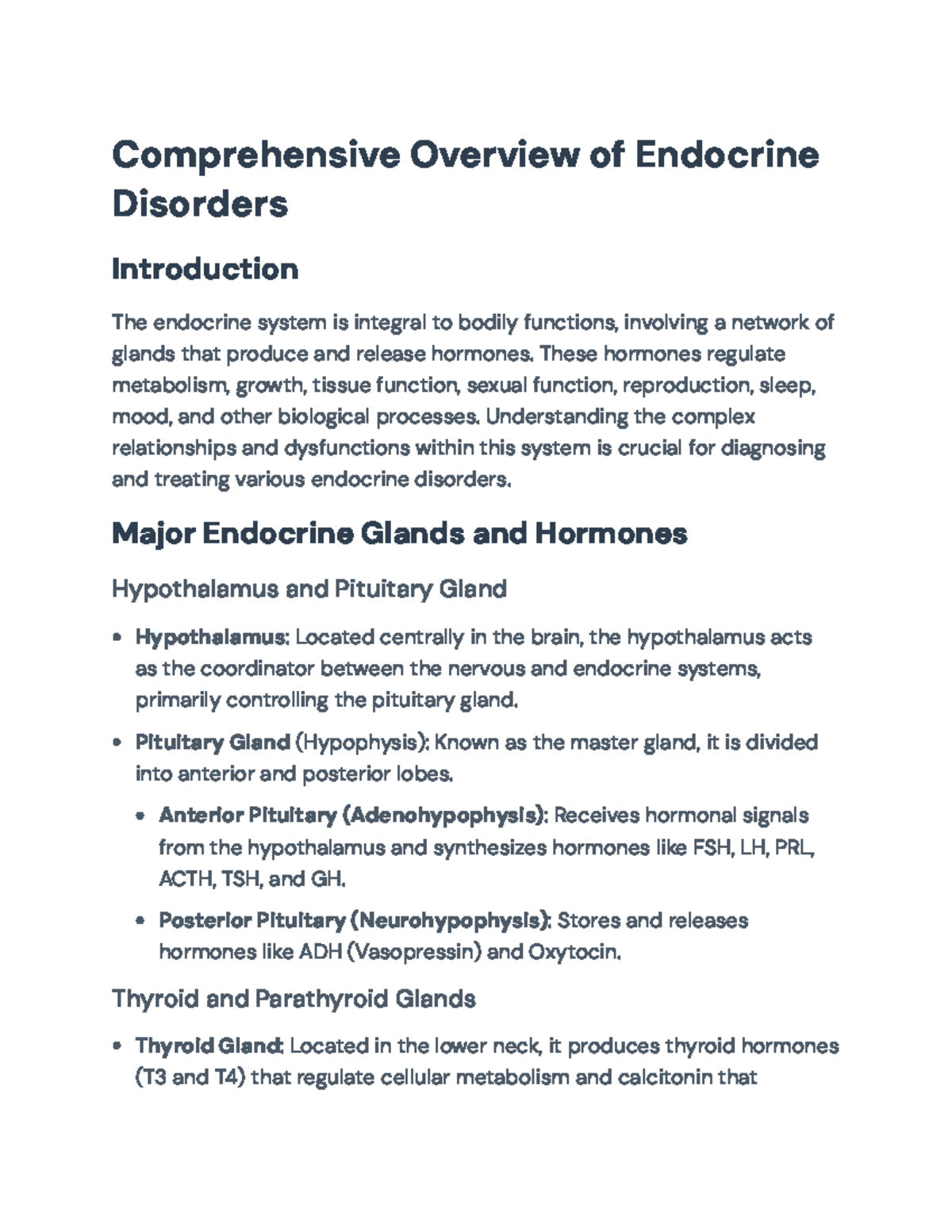 Comprehensive Overview of Endocrine Disorders and Their Pathophysiology ...