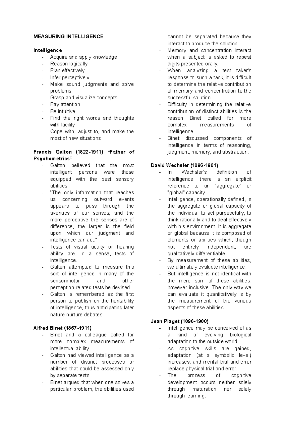 Psychological Assessment 2: Comprehensive Review on Intelligence ...