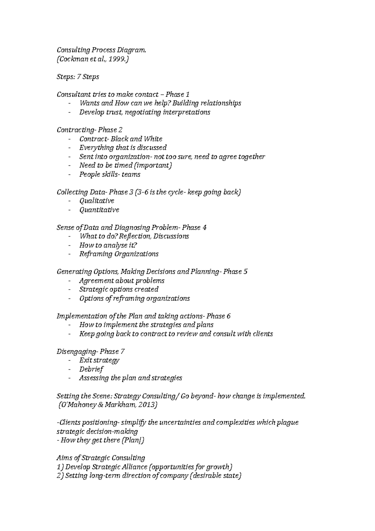 Consulting Process Diagram: Detailed 7-Step Strategy Framework - Studocu