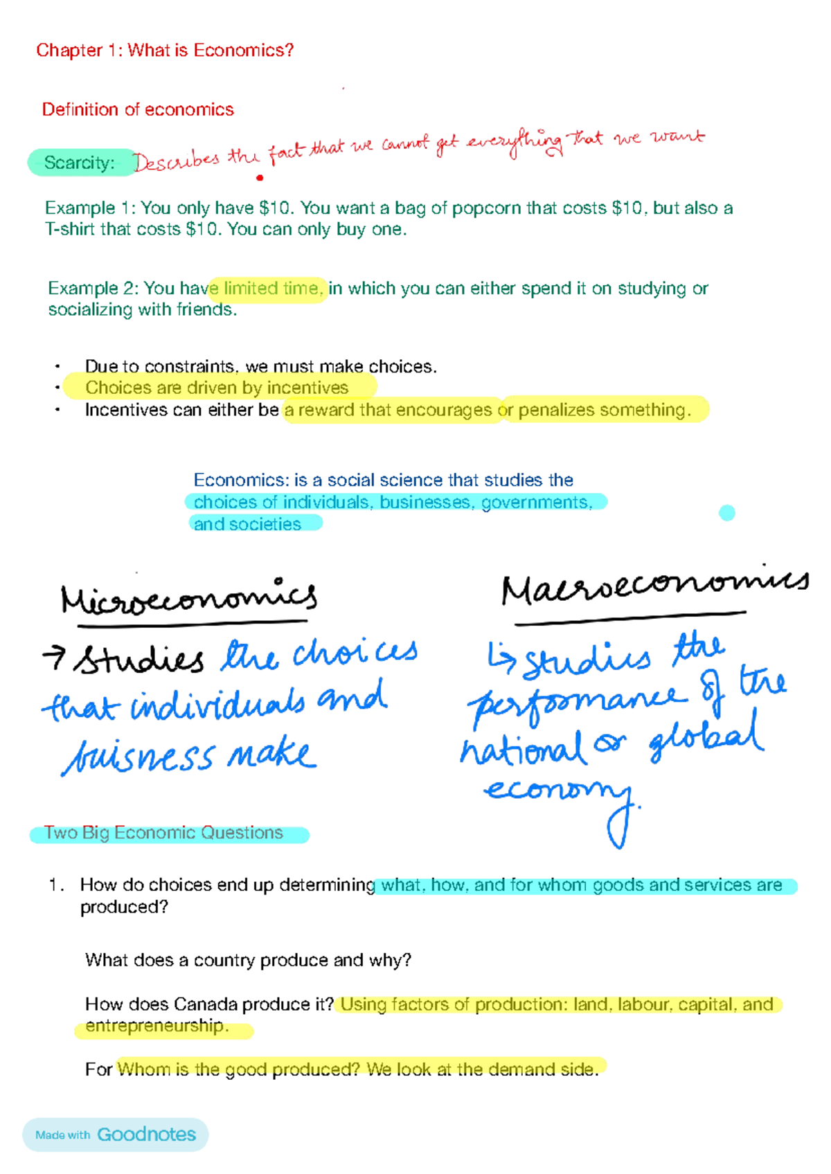 ECO101: Chapter 1 - Understanding Economics and Scarcity - Studocu