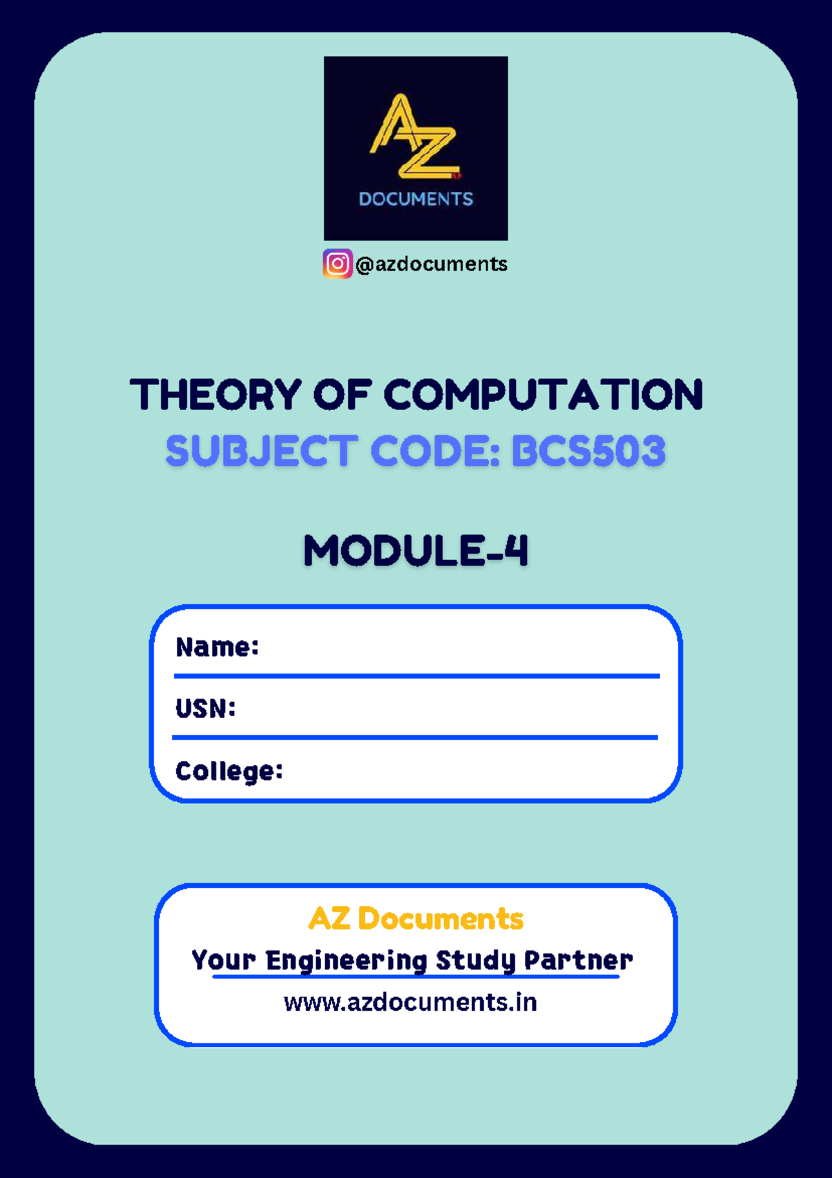 BCS503 Theory of Computation: Normal Forms & Pumping Lemma - Studocu